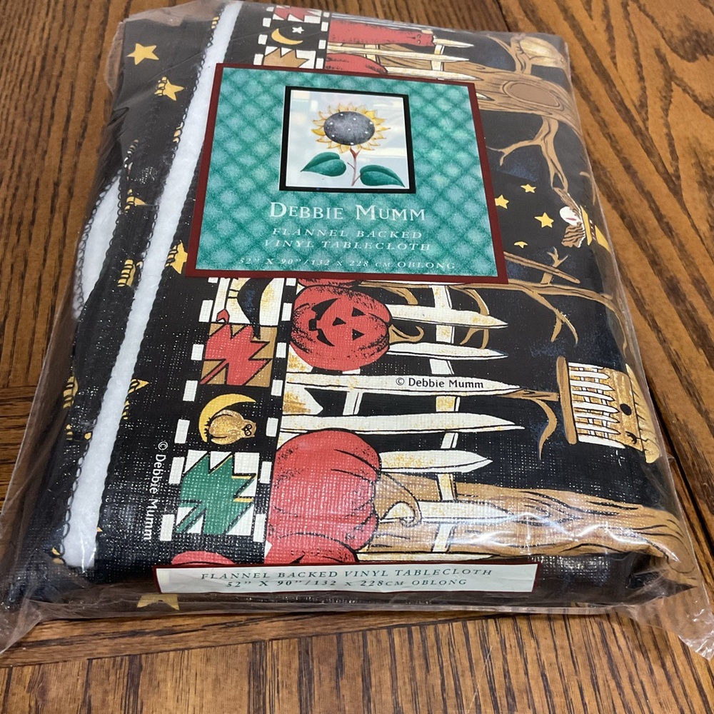 Debbie Mumm Spooky Halloween Tablecloth with Pumpkins 🎃 Cats 🐈‍⬛ Owls 🦉Stars